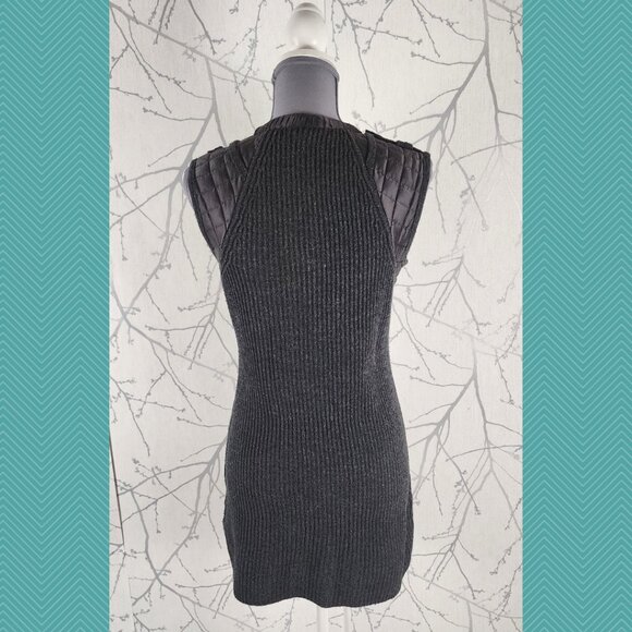 Elena Wang Dark Gray Wool Blend Ribbed Knit Full Zip Sweater Dress - Picture 4 of 5